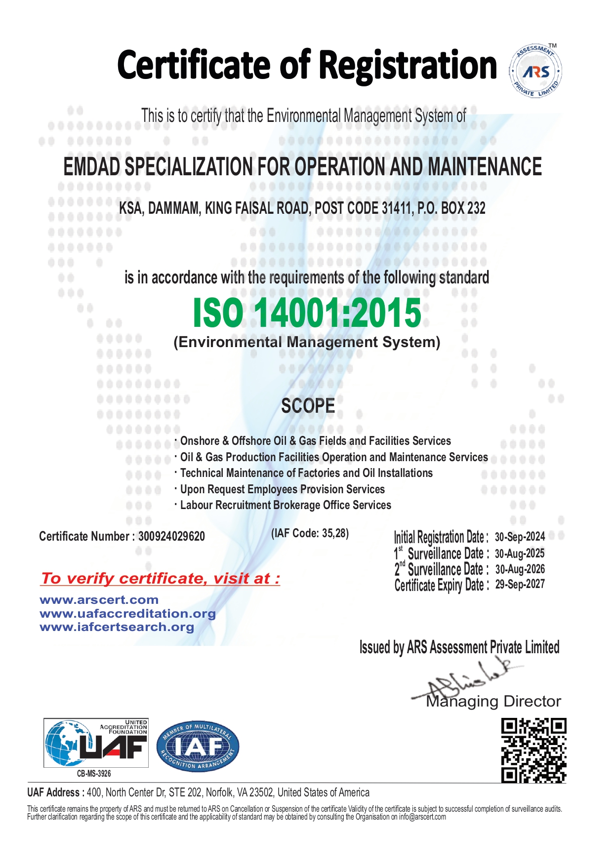 EMDAD SPECIALIZATION OPERATION - ISO 14001 - 2024 - 2025_page-0001